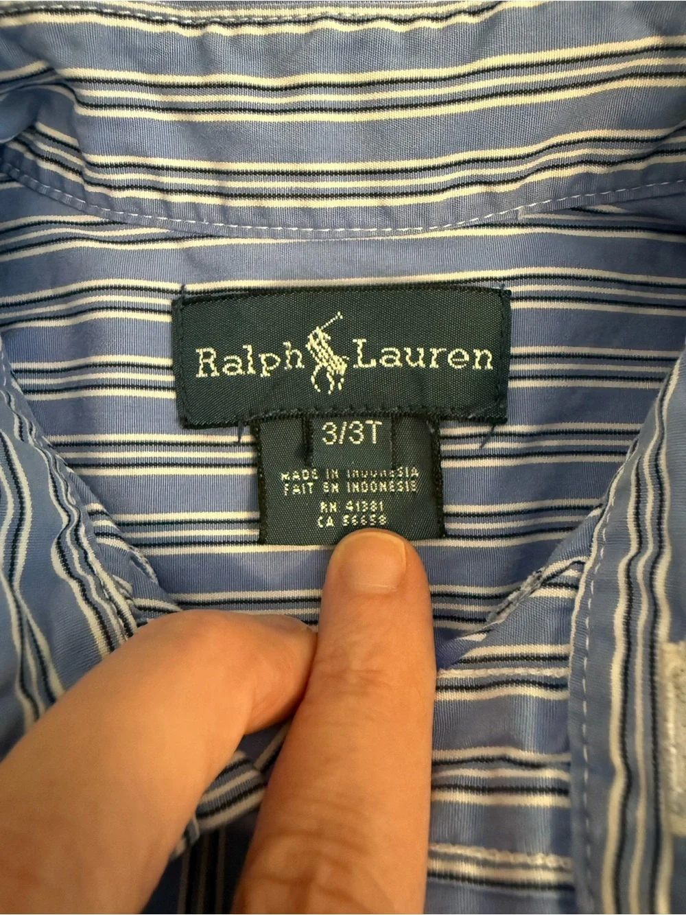 Ralph Lauren Toddler Boy Blue Striped Button Down Shirt Size 3T